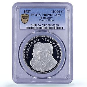 Paraguay 10000 guaranies Central Bank Caballero Stroessner PR69 PCGS coin 1987