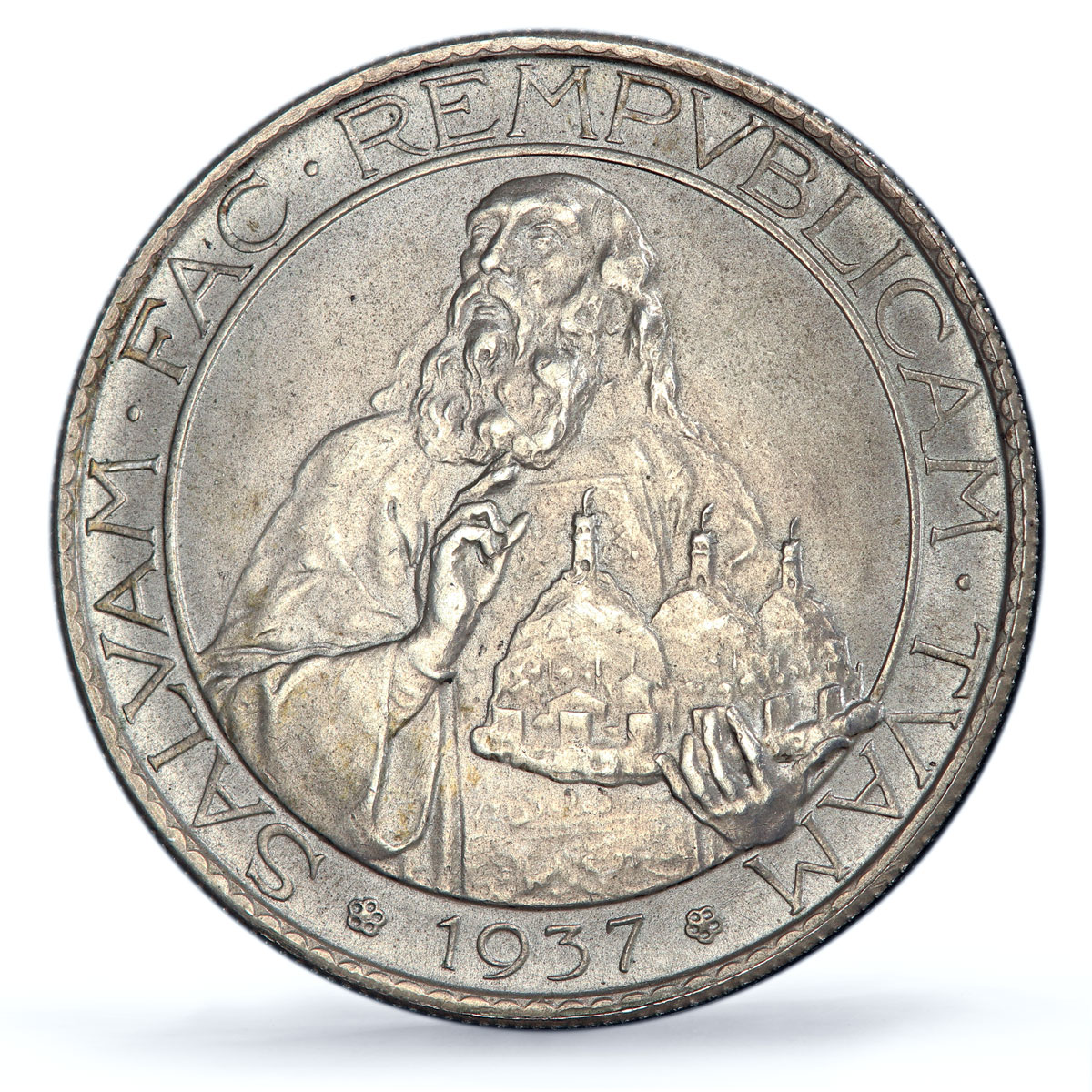 San Marino 20 lire Republic Coinage KM-11a UNC PCGS silver coin 1937