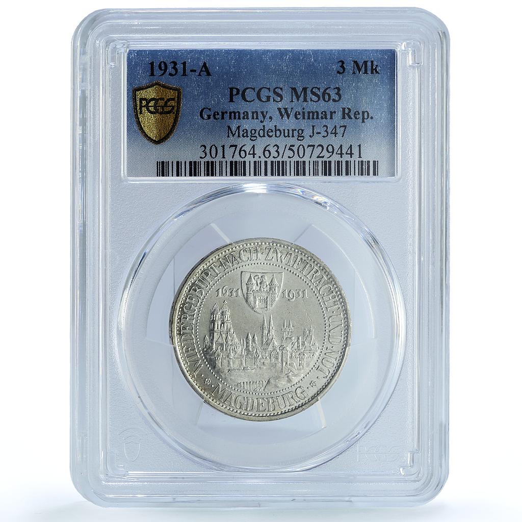 Germany 3 mark Magdeburg Rebuilding 300th Anniversary MS63 PCGS silver coin 1931 Germany 3 mark Magdeburg Rebuilding 300th Anniversary MS63 PCGS silver coin 1931