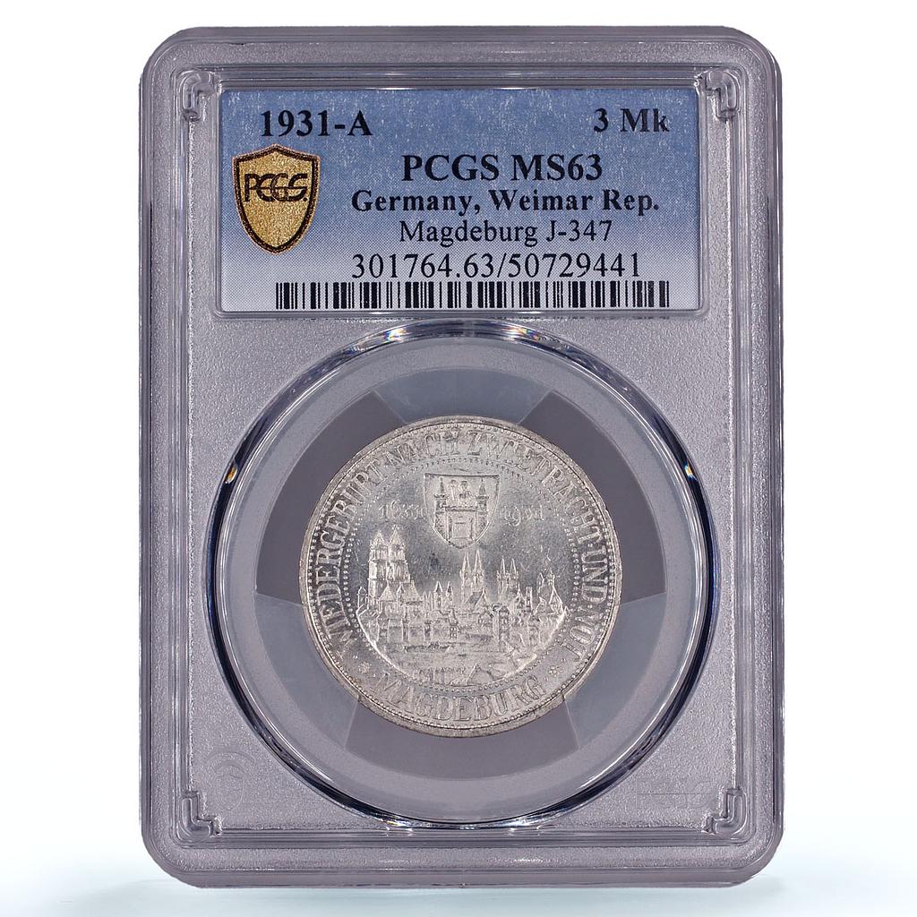 Germany 3 mark Magdeburg Rebuilding 300th Anniversary MS63 PCGS silver coin 1931