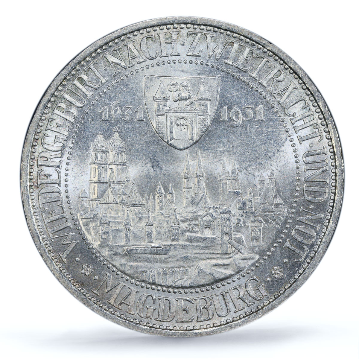 Germany 3 mark Magdeburg Rebuilding 300th Anniversary MS63 PCGS silver coin 1931