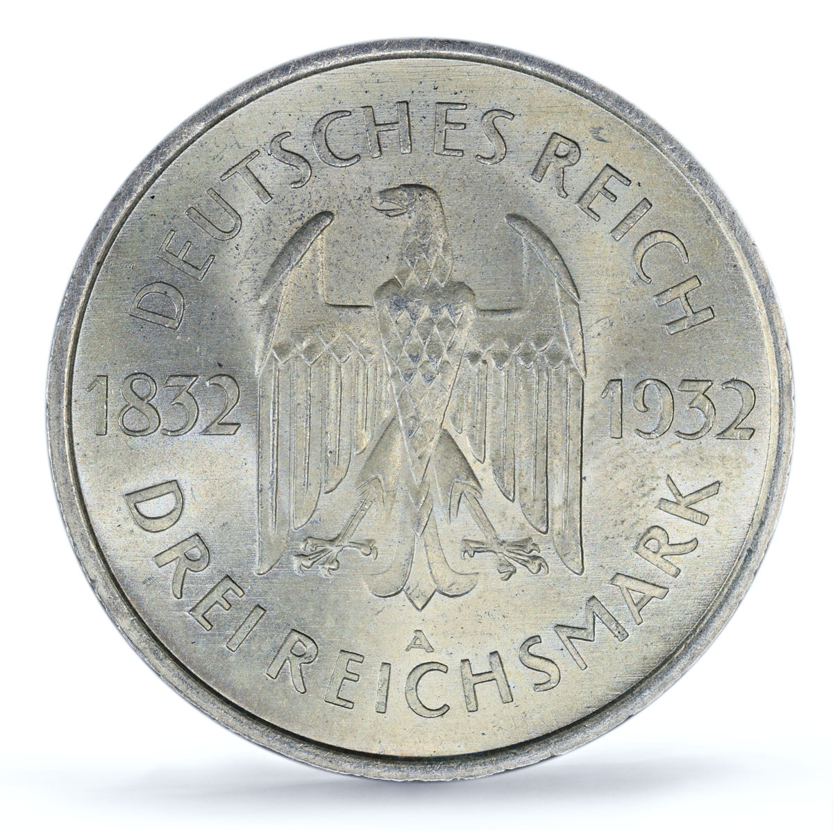Germany 3 mark Goethe 100th Anniversary Literature MS64 PCGS silver coin 1932
