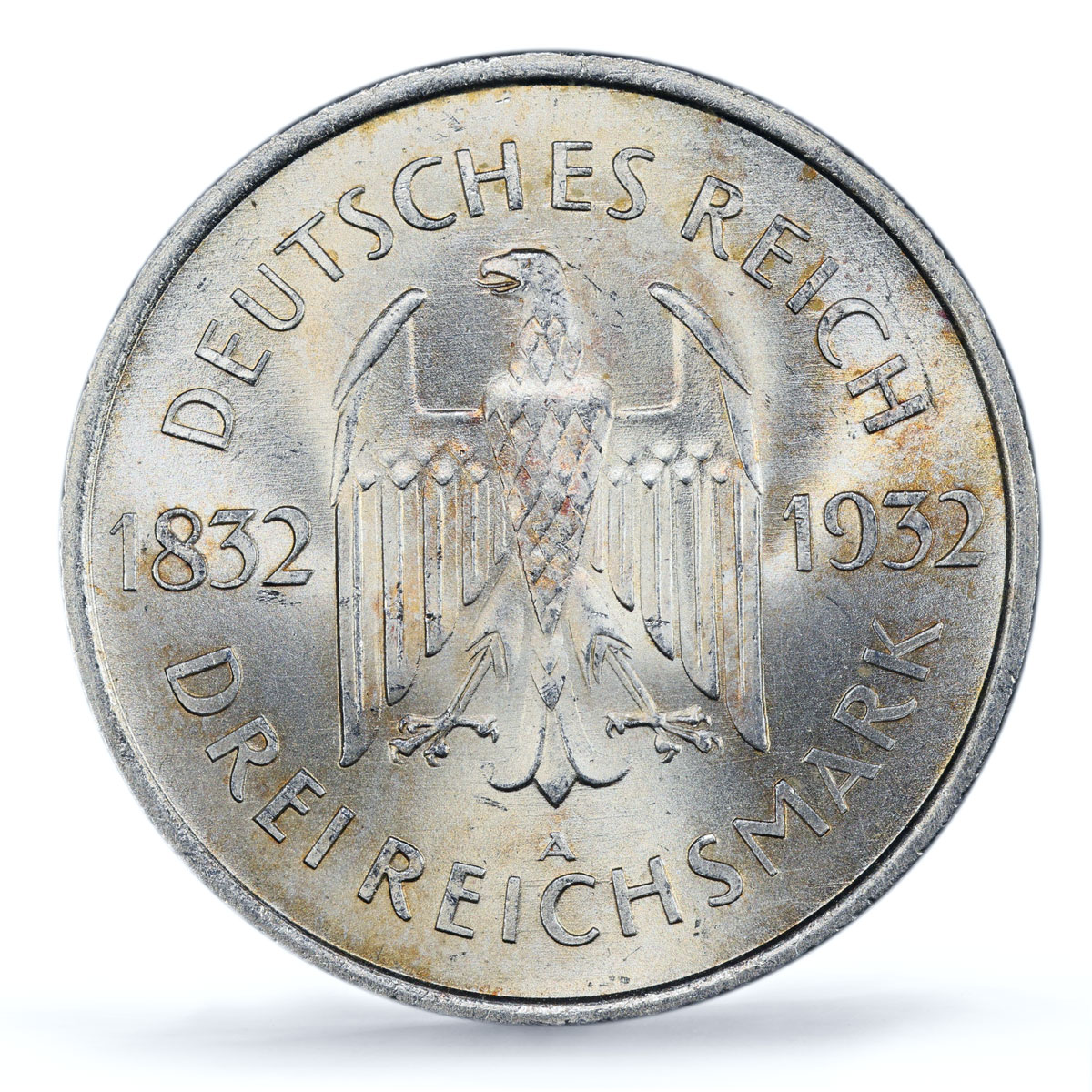 Germany 3 mark Goethe 100th Anniversary Literature MS64 PCGS silver coin 1932
