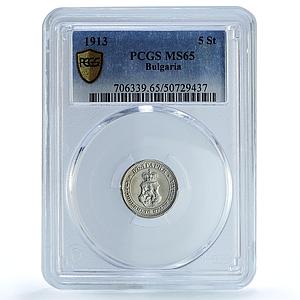 Bulgaria 5 stotinki King Ferdinand I Coinage KM-24 MS65 PCGS CuNi coin 1913