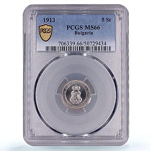 Bulgaria 5 stotinki King Ferdinand I Coinage KM-24 MS66 PCGS CuNi coin 1913
