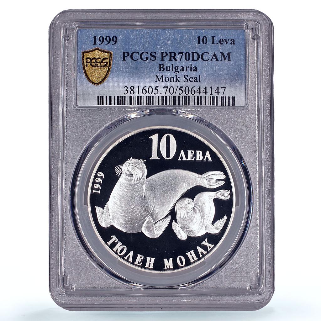 Bulgaria 10 leva Conservation Wildlife Monk Seal PR70 PCGS silver coin 1999