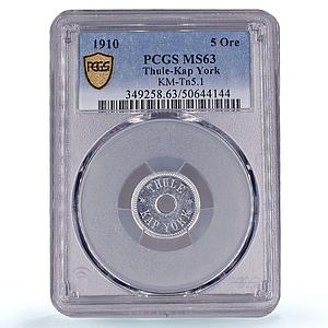 Denmark Greenland 5 ore Thule-Kap York KM-Tn5.1 MS63 PCGS aluminum coin 1910