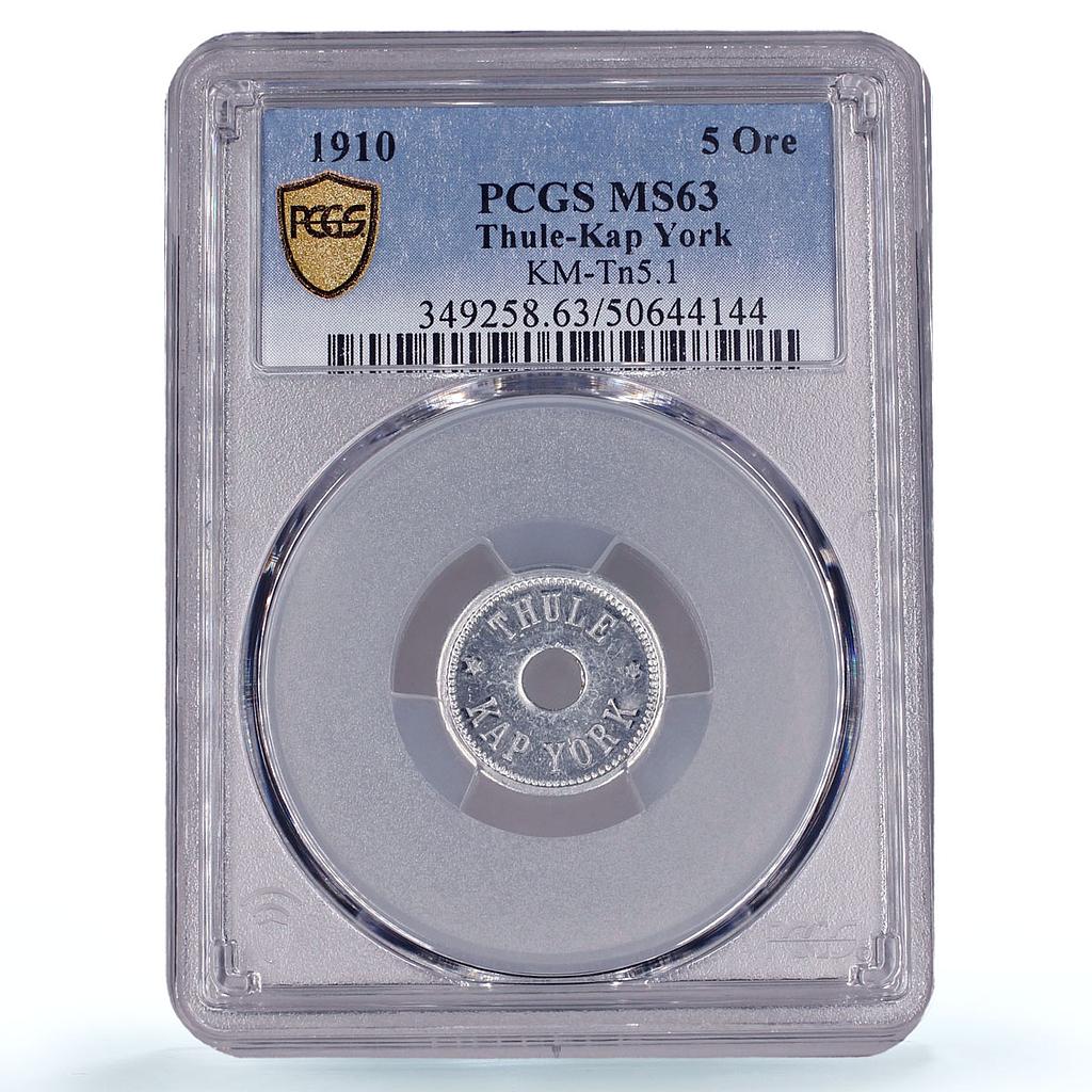 Denmark Greenland 5 ore Thule-Kap York KM-Tn5.1 MS63 PCGS aluminum coin 1910