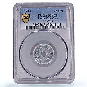 Denmark Greenland 25 ore Thule-Kap York KM-Tn6 MS62 PCGS aluminum coin 1910