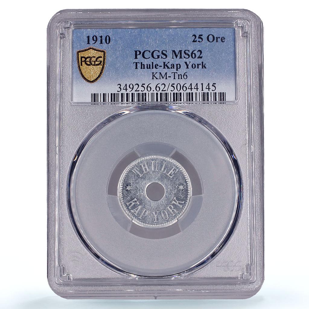Denmark Greenland 25 ore Thule-Kap York KM-Tn6 MS62 PCGS aluminum coin 1910