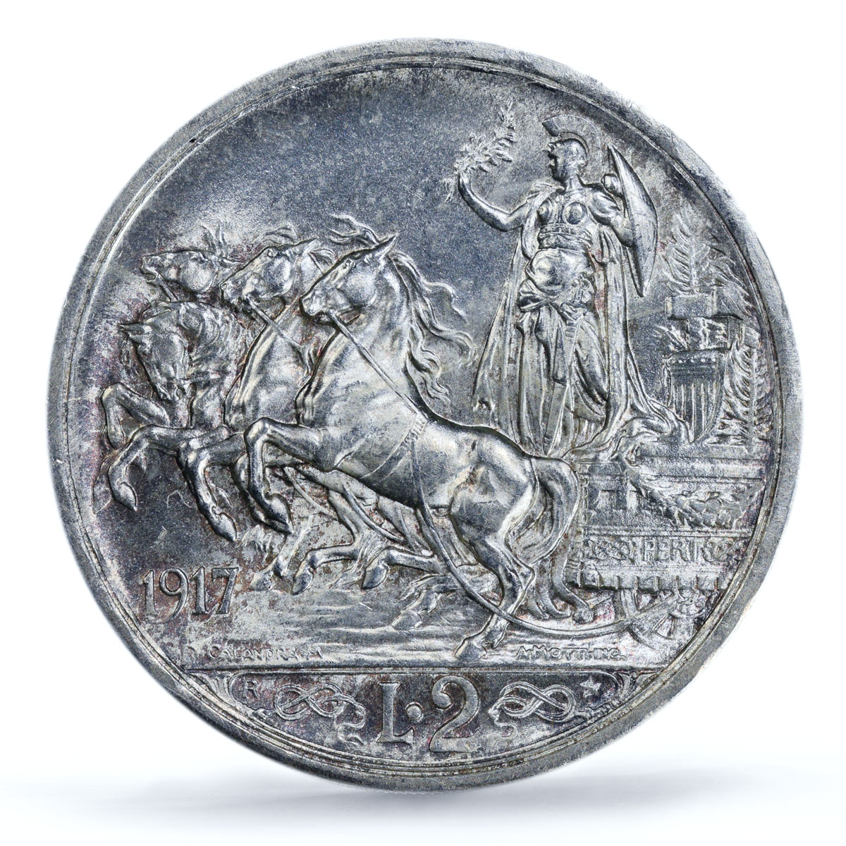 Italy 2 lire King Victor Emmanuel III Coinage KM-55 MS63 PCGS silver coin 1917
