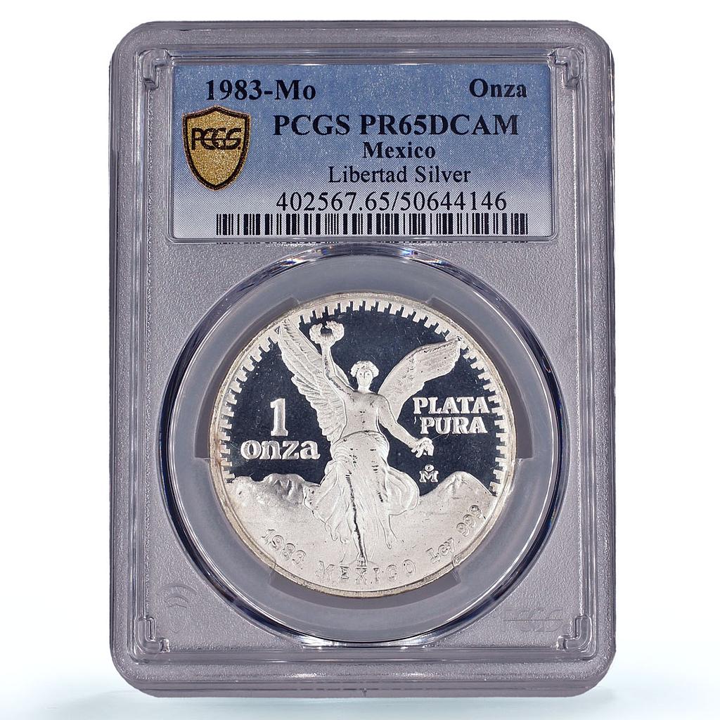Mexico 1 onza Libertad Angel of Independence Type 2 PR65 PCGS silver coin 1983