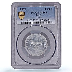 Nigeria Biafra 2,5 shillings Republic Coinage KM-4 MS62 PCGS aluminum coin 1969
