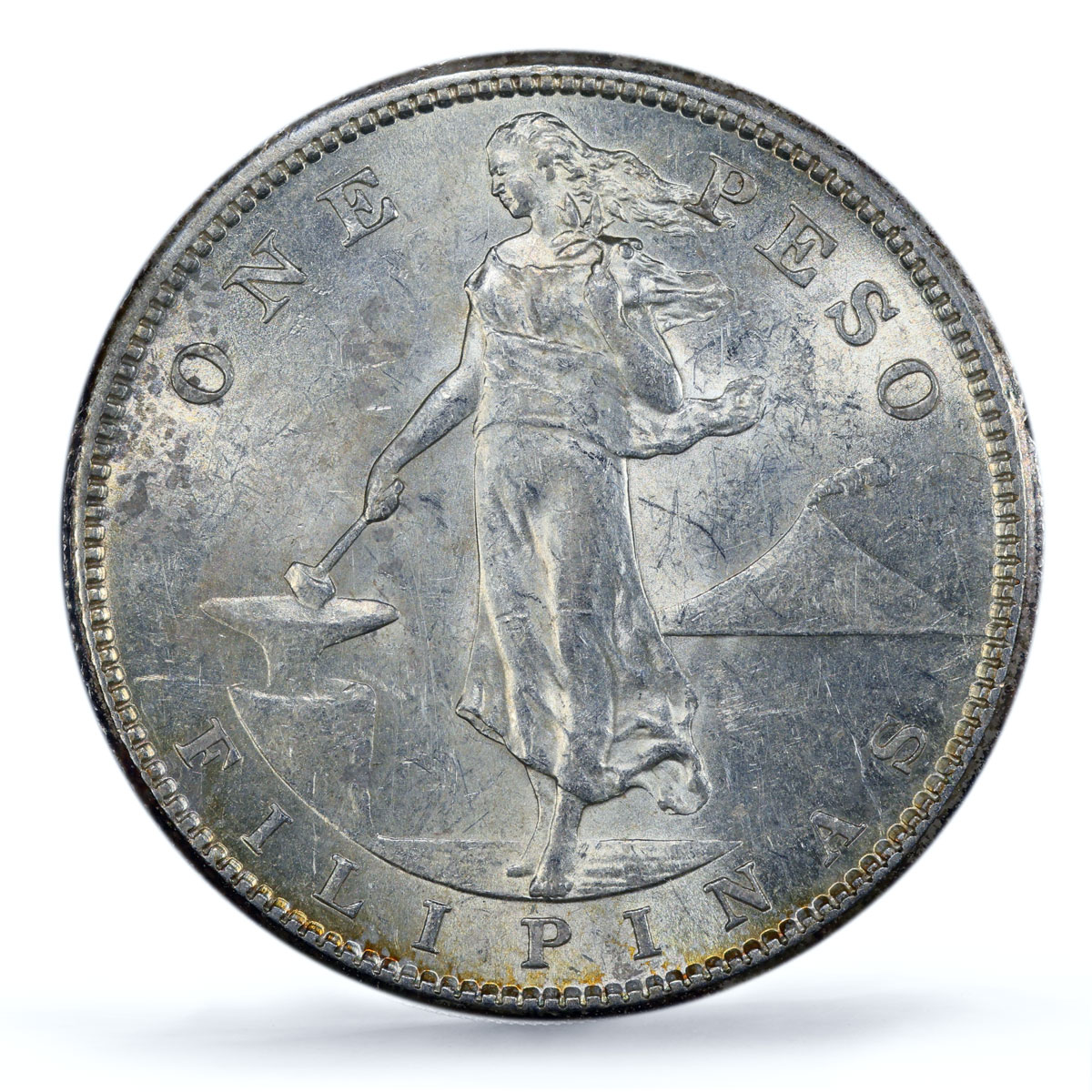 Philippines 1 peso US Decimal Coinage Small Type MS61 PCGS silver coin 1907-S