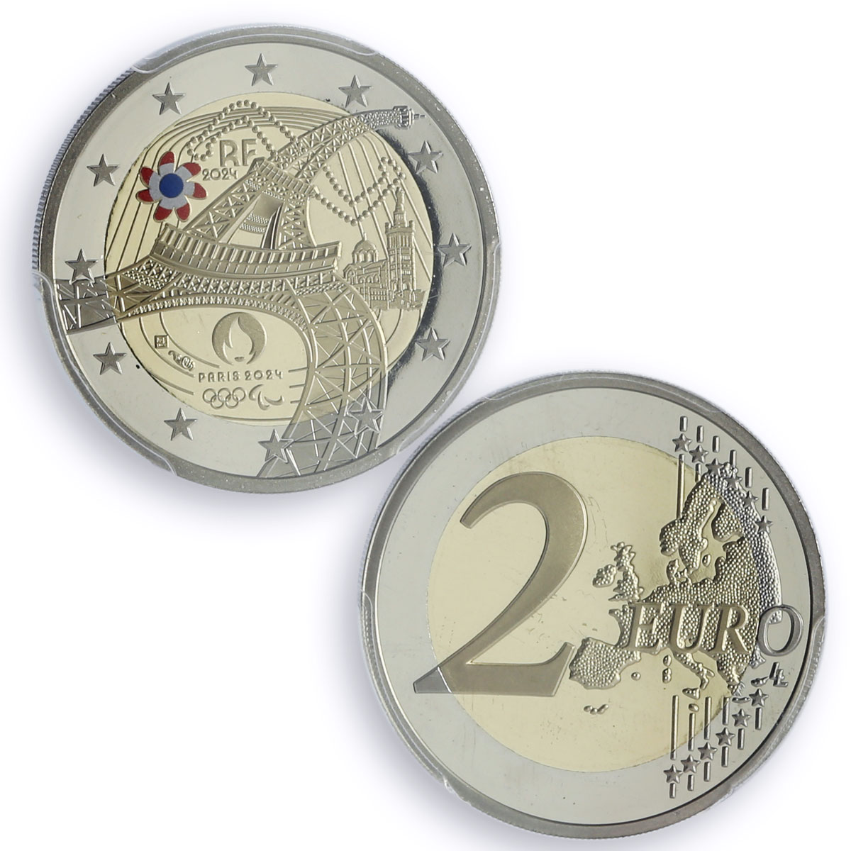 France 2 euro Paris Olympic Games Eiffel Tower PR70 PCGS bimetal coin 2024