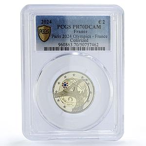 France 2 euro Paris Olympic Games Eiffel Tower PR70 PCGS bimetal coin 2024