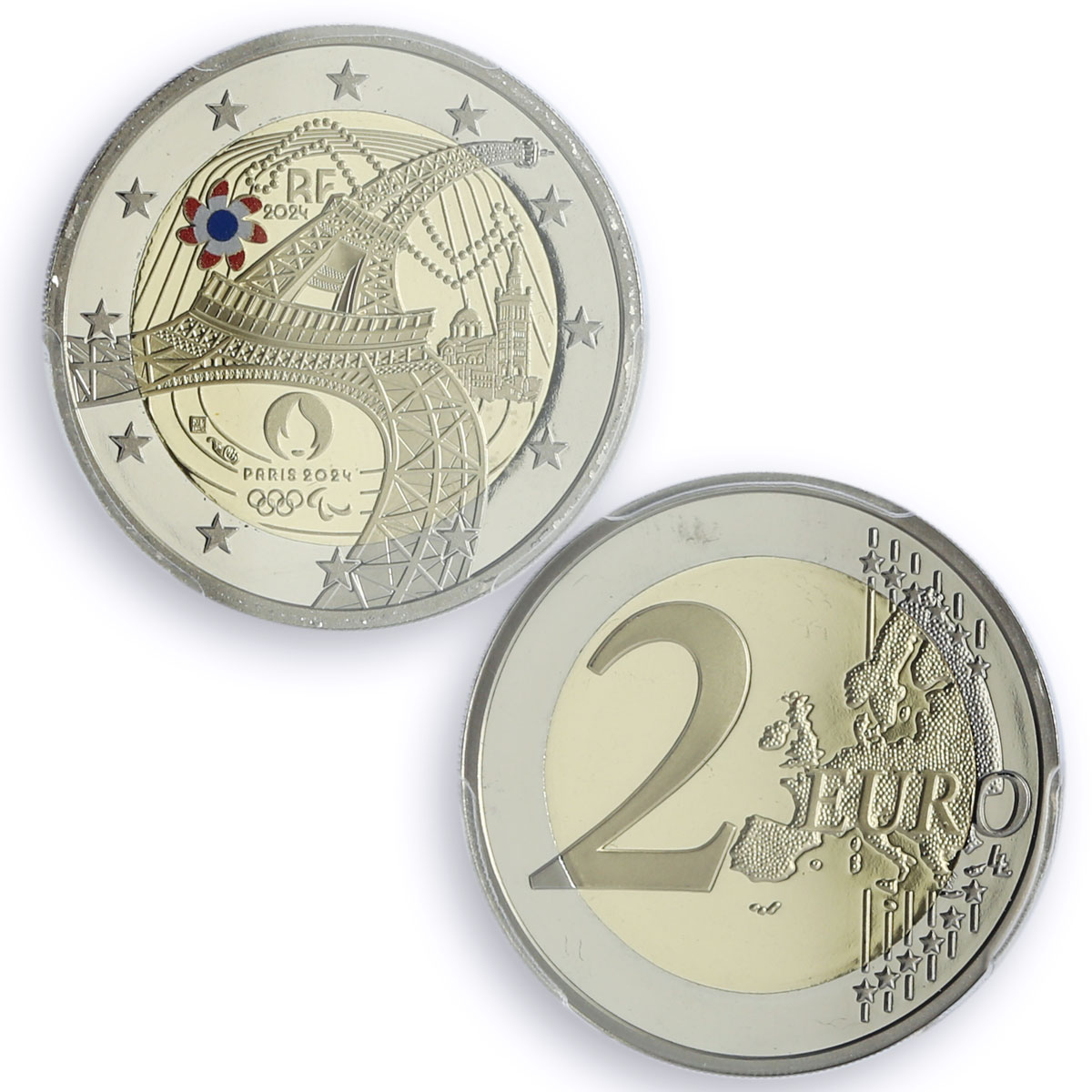 France 2 euro Paris Olympic Games Eiffel Tower PR70 PCGS bimetal coin 2024