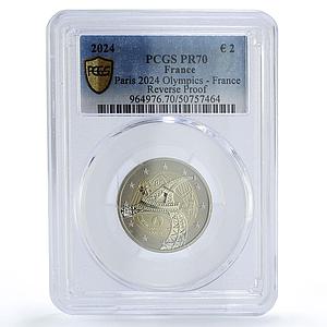 France 2 euro Paris Olympic Games Eiffel Tower Reverse PR70 PCGS coin 2024