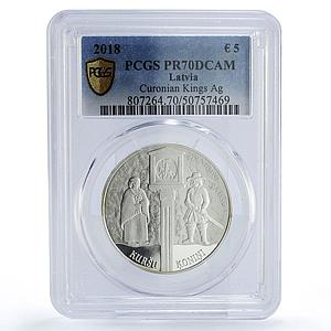 Latvia 5 euro Curonian Kings Horse Rider Equestrian PR70 PCGS silver coin 2018