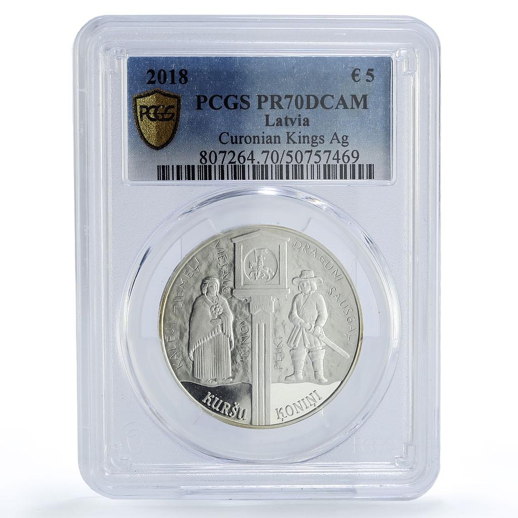 Latvia 5 euro Curonian Kings Horse Rider Equestrian PR70 PCGS silver coin 2018