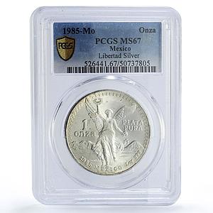 Mexico 1 onza Libertad Angel of Independence MS67 PCGS silver coin 1985