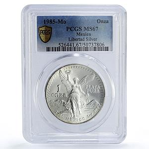 Mexico 1 onza Libertad Angel of Independence MS67 PCGS silver coin 1985