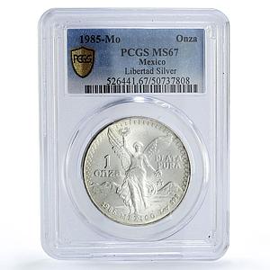 Mexico 1 onza Libertad Angel of Independence MS67 PCGS silver coin 1985