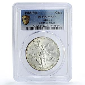 Mexico 1 onza Libertad Angel of Independence MS67 PCGS silver coin 1985