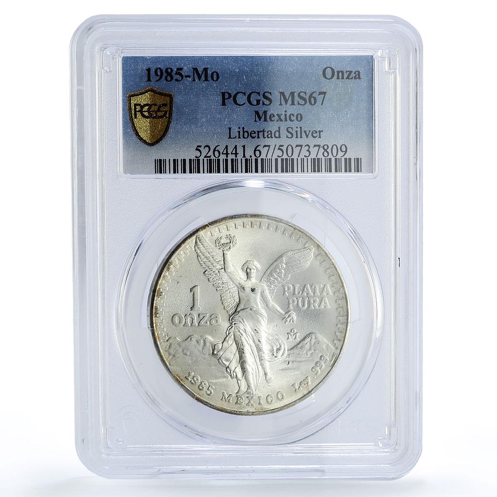 Mexico 1 onza Libertad Angel of Independence MS67 PCGS silver coin 1985