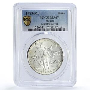 Mexico 1 onza Libertad Angel of Independence MS67 PCGS silver coin 1985