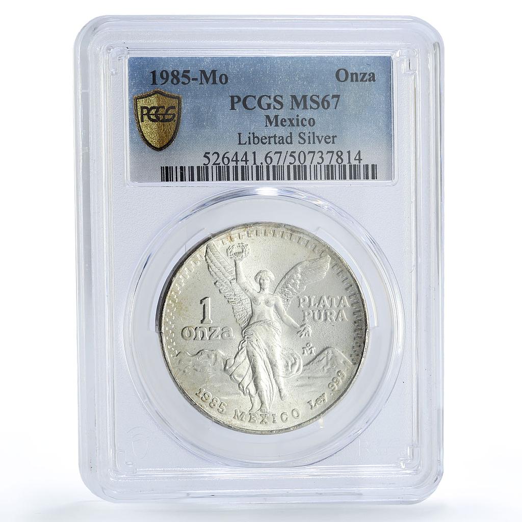 Mexico 1 onza Libertad Angel of Independence MS67 PCGS silver coin 1985