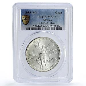 Mexico 1 onza Libertad Angel of Independence MS67 PCGS silver coin 1985