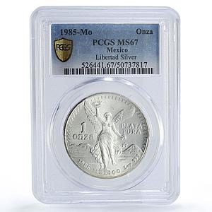 Mexico 1 onza Libertad Angel of Independence MS67 PCGS silver coin 1985
