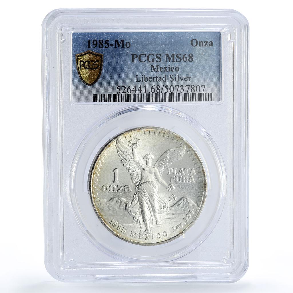Mexico 1 onza Libertad Angel of Independence MS68 PCGS silver coin 1985