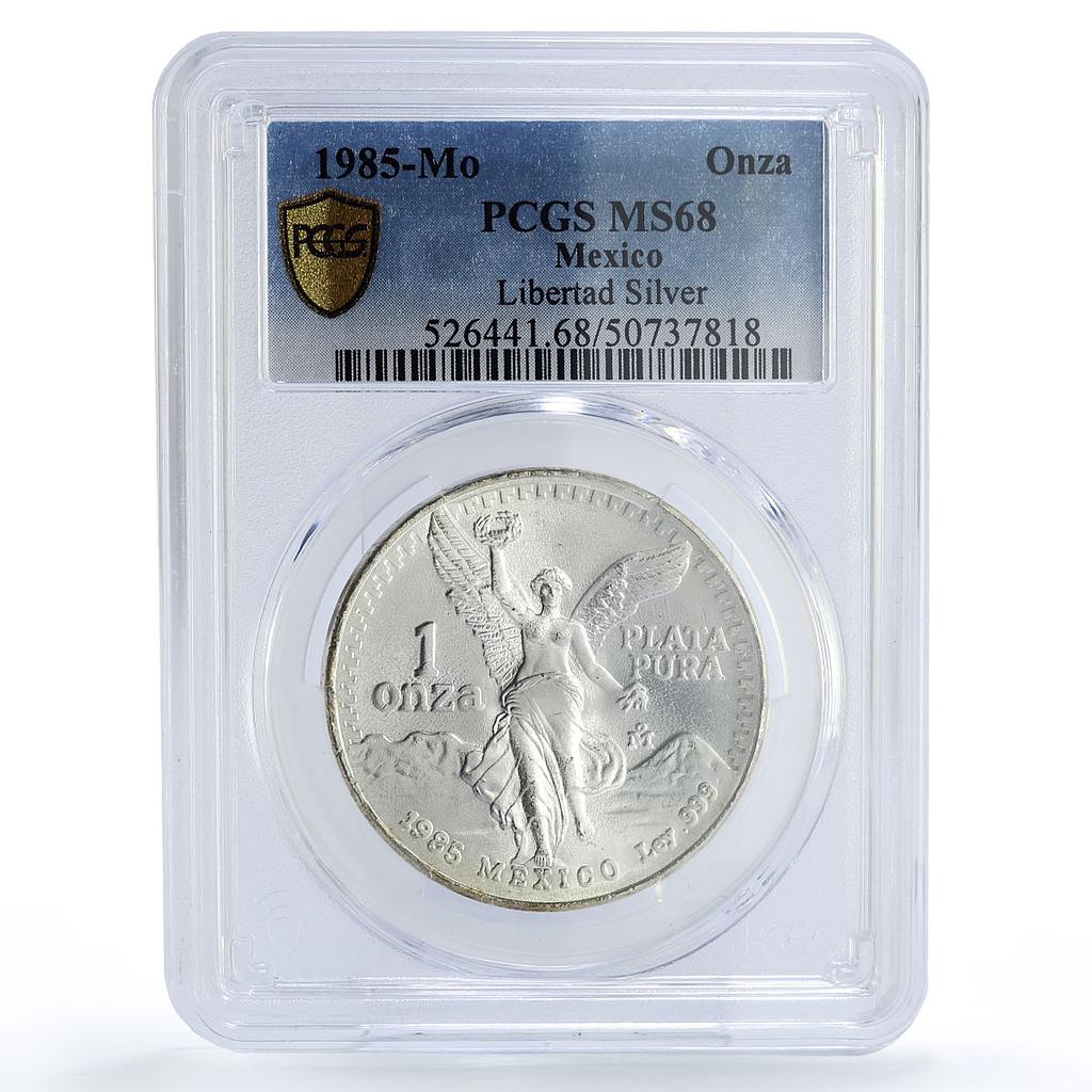 Mexico 1 onza Libertad Angel of Independence MS68 PCGS silver coin 1985