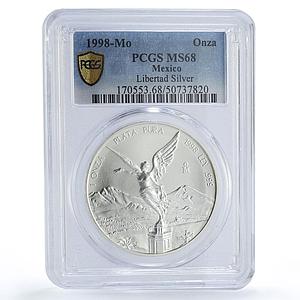 Mexico 1 onza Libertad Angel of Independence MS68 PCGS silver coin 1998