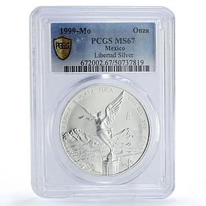 Mexico 1 onza Libertad Angel of Independence MS67 PCGS silver coin 1999