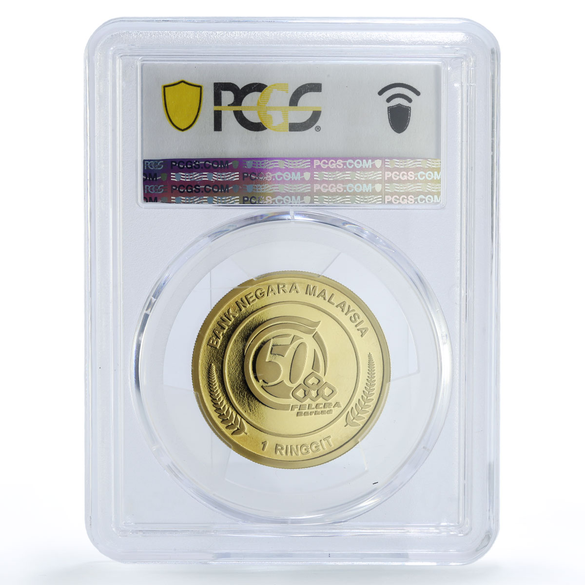 Malaysia 1 ringgit FELCRA Golden Jubilee Palm Trees PR67 PCGS CuAl coin 2016