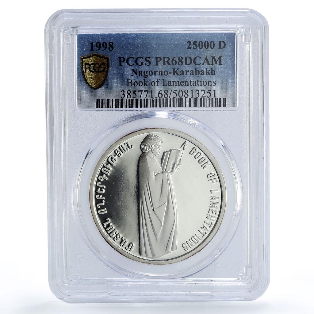 Artsakh Karabakh 25000 dram Book of Lamentations PR68 PCGS silver coin 1998