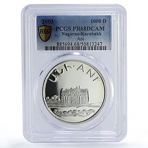 Artsakh Karabakh 1000 dram Ani Cathedral Monastery PR68 PCGS silver coin 2003