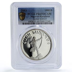 Artsakh Karabakh 1000 dram Haik Nahapet Archer PR69 PCGS silver coin 2003