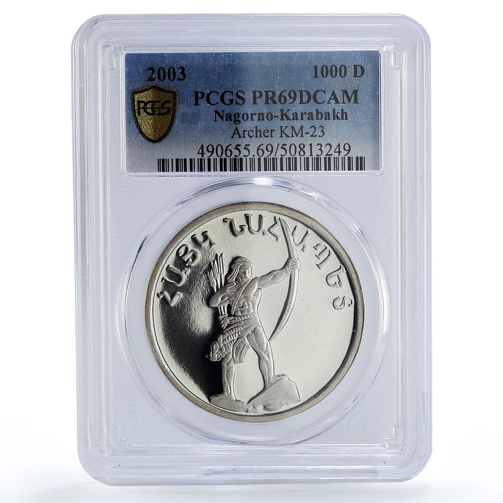 Artsakh Karabakh 1000 dram Haik Nahapet Archer PR69 PCGS silver coin 2003