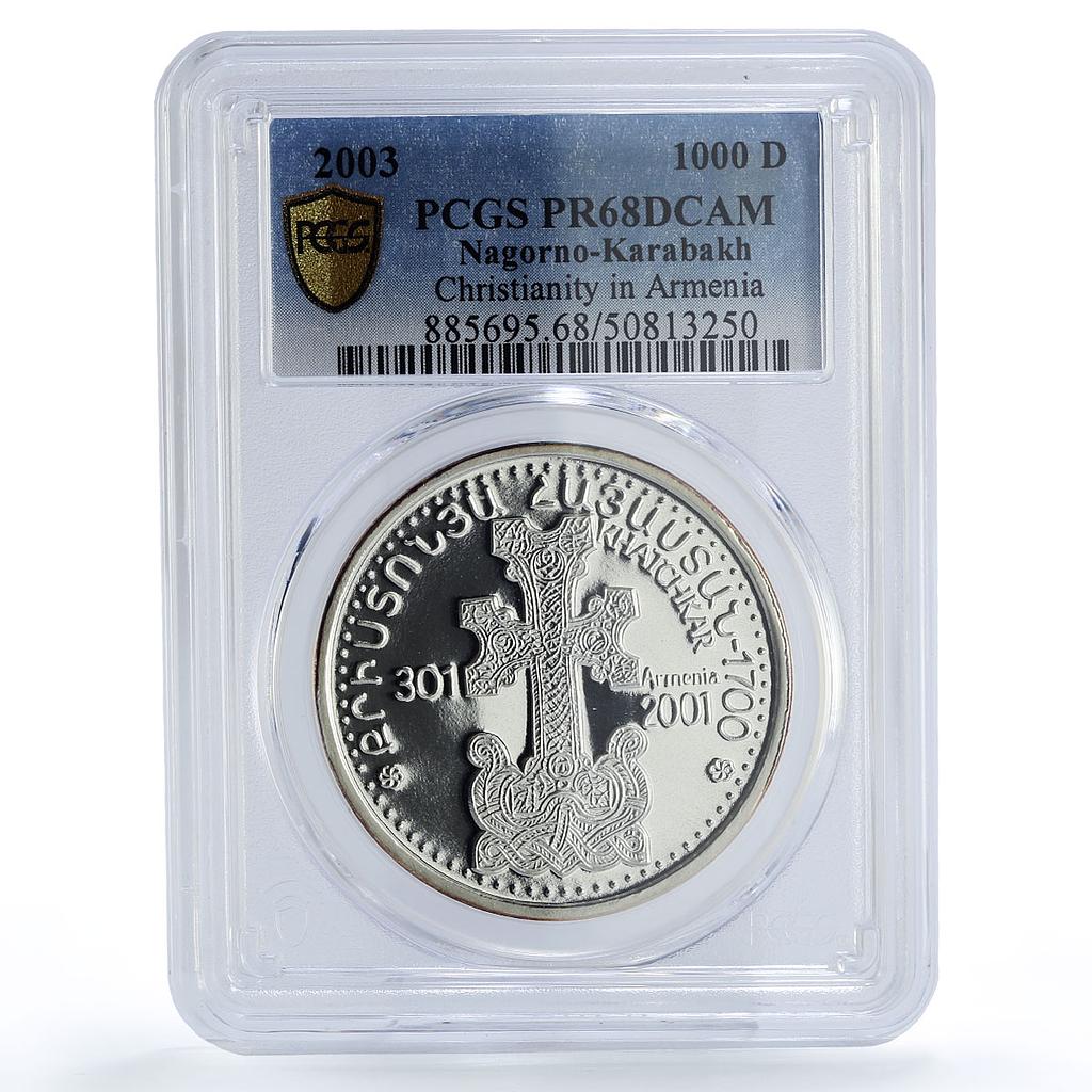 Artsakh Karabakh 1000 dram Christianity Khachkar PR68 PCGS silver coin 2003