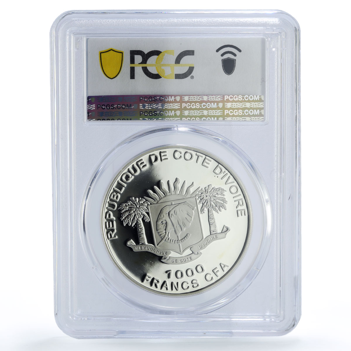 Ivory Coast 1000 francs Prehistoric Animals Smilodon Tiger PR70 PCGS coin 2011