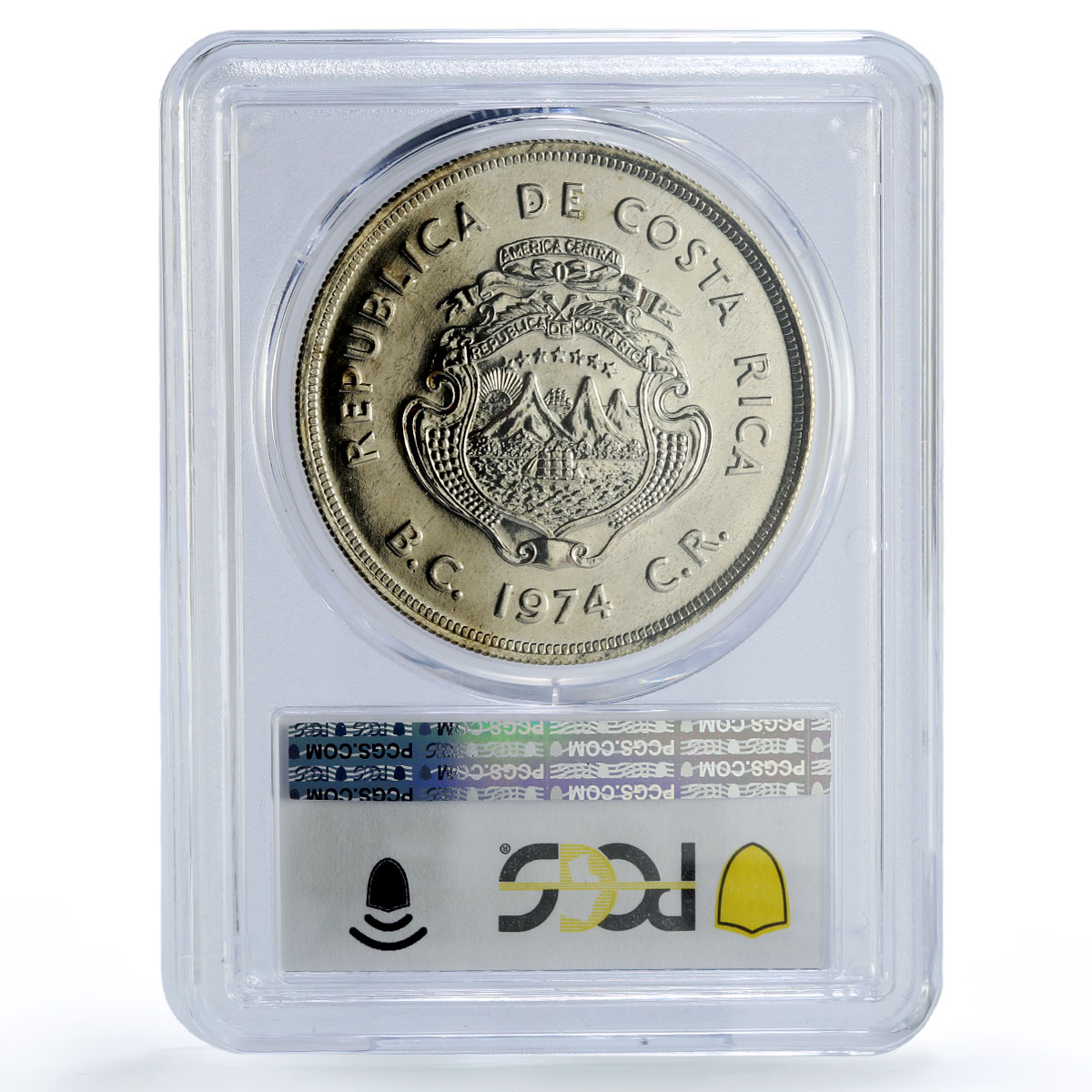Costa Rica 100 colones Conservation Manatee Fauna MS67 PCGS silver coin 1974