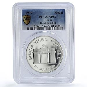 Ghana Third Republic Military Council Politics SP67 PCGS silver medal 1979