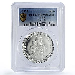 Haiti 50 gourdes Mother with Child Finess Left PR69 PCGS silver coin 1973