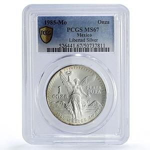 Mexico 1 onza Libertad Angel of Independence MS67 PCGS silver coin 1985