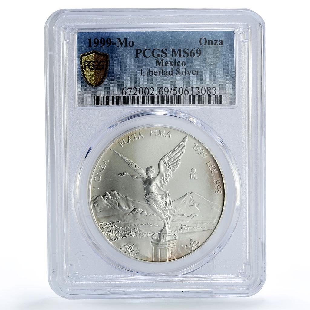 Mexico 1 onza Libertad Angel of Independence MS69 PCGS silver coin 1999