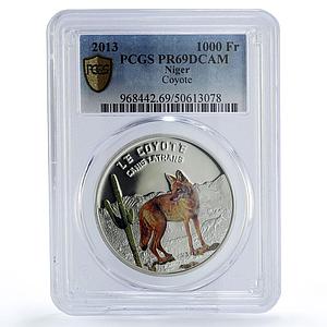 Niger 1000 francs Predators Animals Coyote Dog Fauna PR69 PCGS silver coin 2013